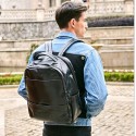 Mochila Polo Masculina Preta em Couro Estilosa Escolar Notebook