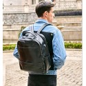 Mochila Polo Masculina Preta em Couro Estilosa Escolar Notebook