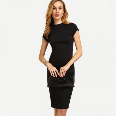 Stylish Dress Formal Simple Formal Black Short Sleeve Dress