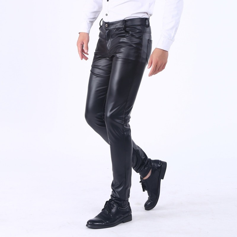 mens fitted leather pants