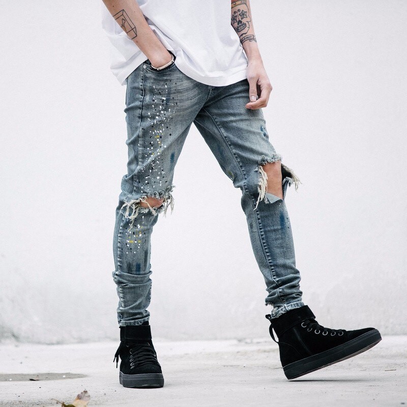 Casual Jeans New Casual Fashion Rock 
