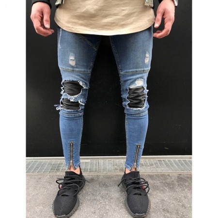 calça jeans com ziper na perna