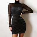 Elegant Round Collar Dress Glittering Party Style