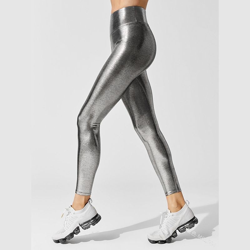 PU leather yoga pants push up leggings waist high energy running tights  squat proof jogging sports leggins gym workout pants