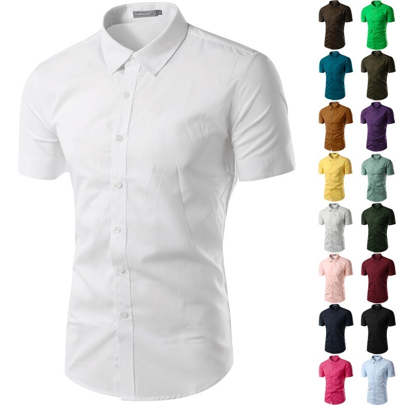 camisa social masculina manga curta com bolso