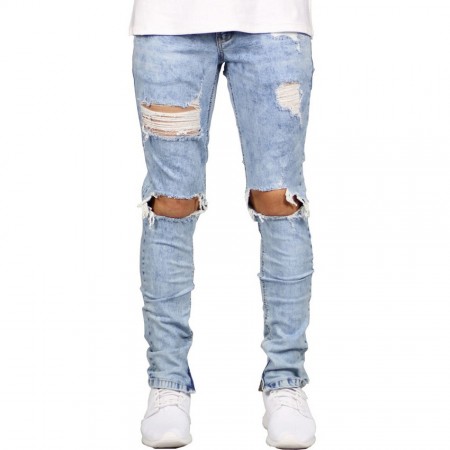 calça jeans rasgada masculina