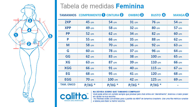 Tamanhos E Medidas Calitta 7209